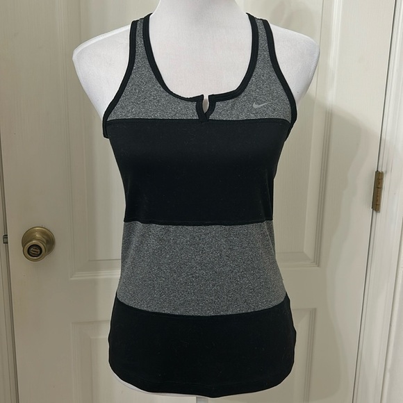 Nike Tops - Nike Dri-Fit Women’s Tank Black Gray Racerback Running Sz S